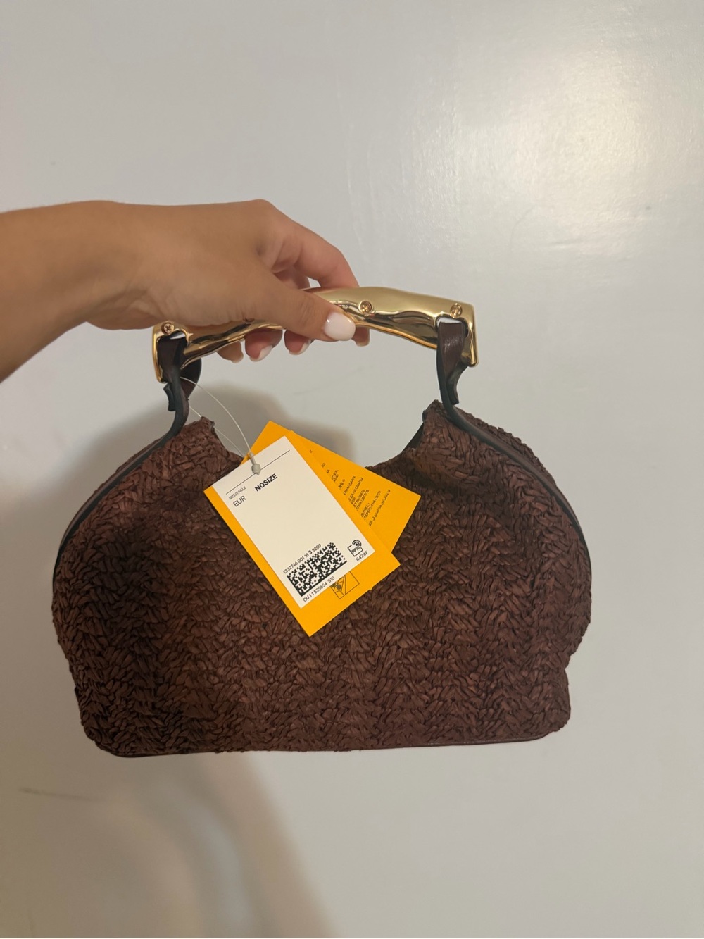 Viral H&M NWT Metal Handle Bag Shoulder Bag Straw Raffia Vacation - Picture 2 of 6